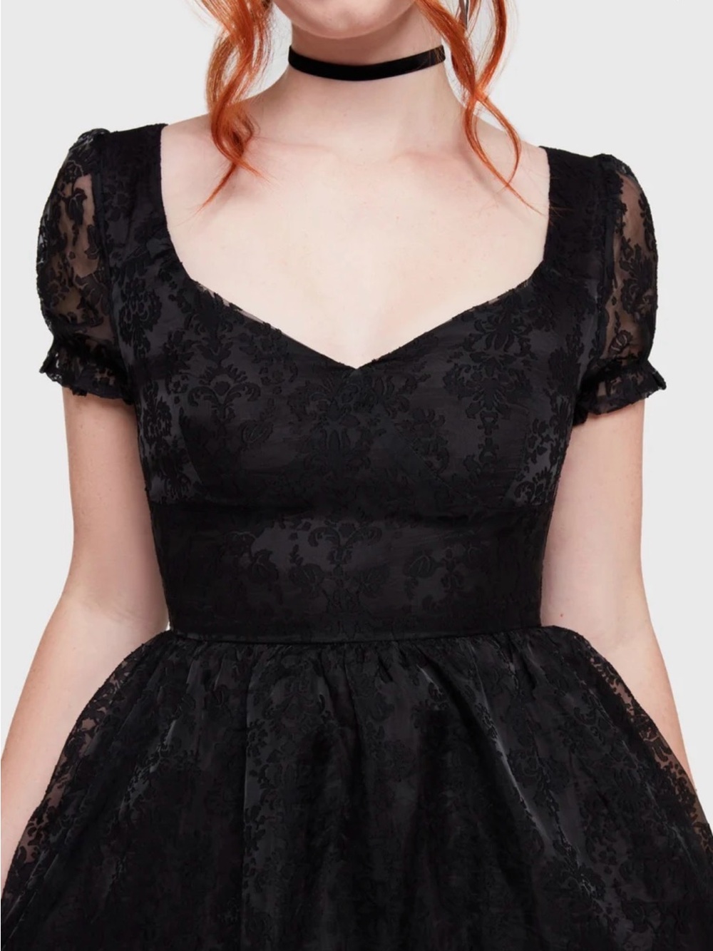 Killstar Black Lace Sweetheart Neckline Fit-and-Flare Dress